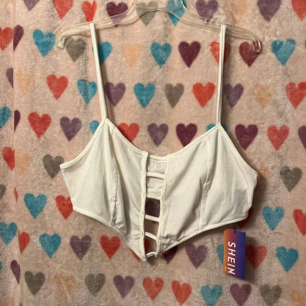 Strappy Ladder Cropped Sleeveless Top NWT white new bralette curve 3xl